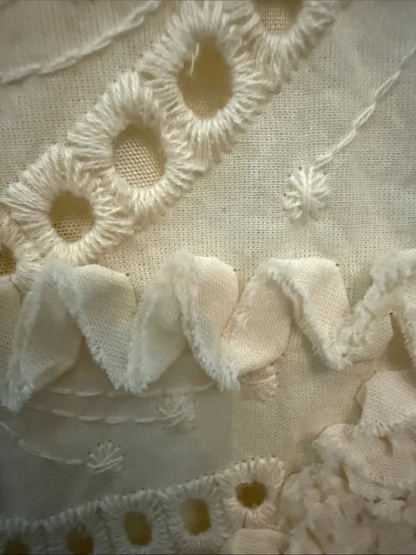 Arose Studio Cream Eyelet Lace Tie-Neck Puff Sleeve Dress - Image 8