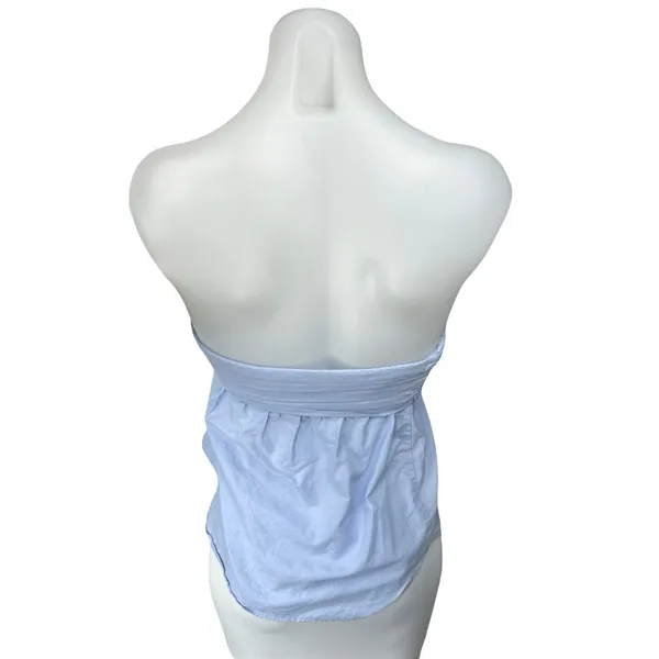 Zara Blue Sleeveless Strapless Pleated Button Front Poplin Tank Top Blouse XS - Image 2