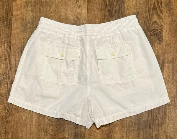 GAP Womens Linen Cotton Blend Shorts Sz Medium White Relaxed Stretch Waist - Image 2