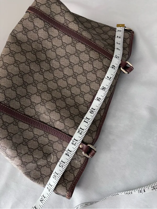 Authentic Gucci GG Supreme Monogram Coated Canvas Brown Leather Large Tote Bag - Image 14