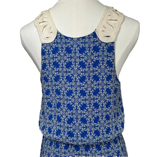 Band of Gypsies Midi Dress Womens S Blue White Geometric Crochet Lace DR5572F‎ - Image 7
