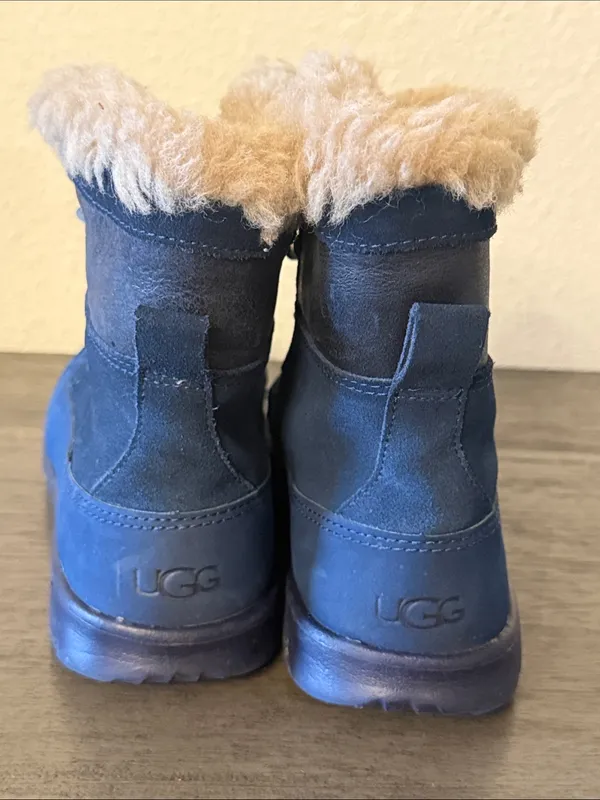 UGG Cecile Navy Blue Leather Sheepskin Duck Boots 1014361K Size 5 - Image 5