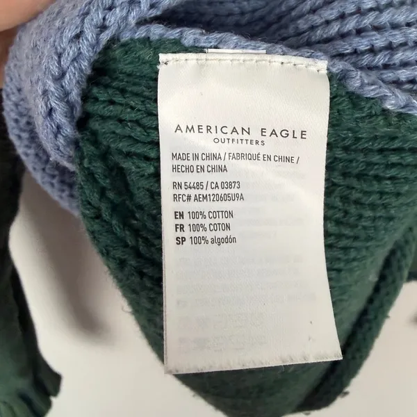 American Eagle Colorblock Easy Crewneck Sweater Cotton‎ Knit Summer Size XS - Image 5