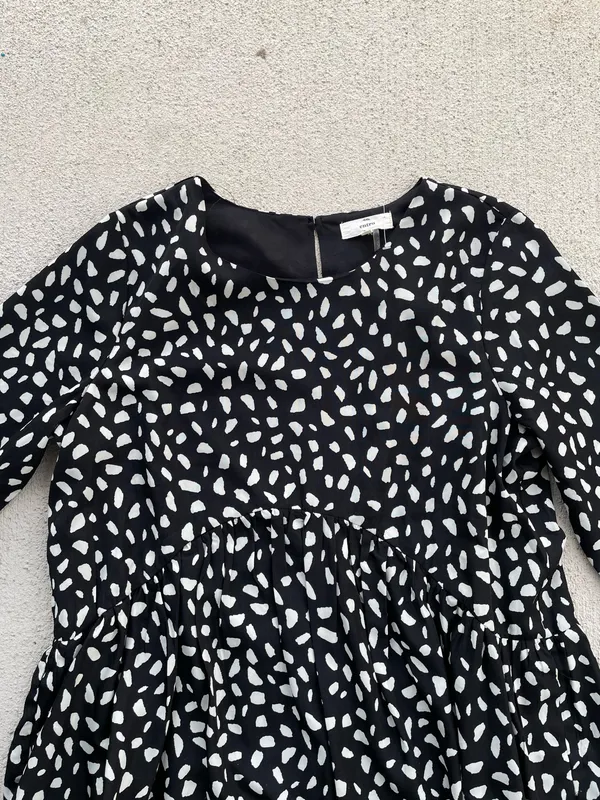 Entro Black White Abstract Print Babydoll Dress Size Small - Image 3