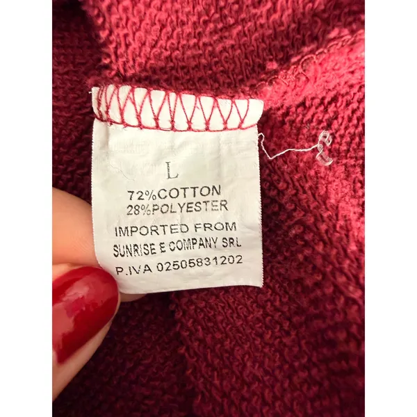 Sunrise E Company SRL Burgundy FUN FUN Graphic Sweatshirt Moto Shoulder Large - Image 5