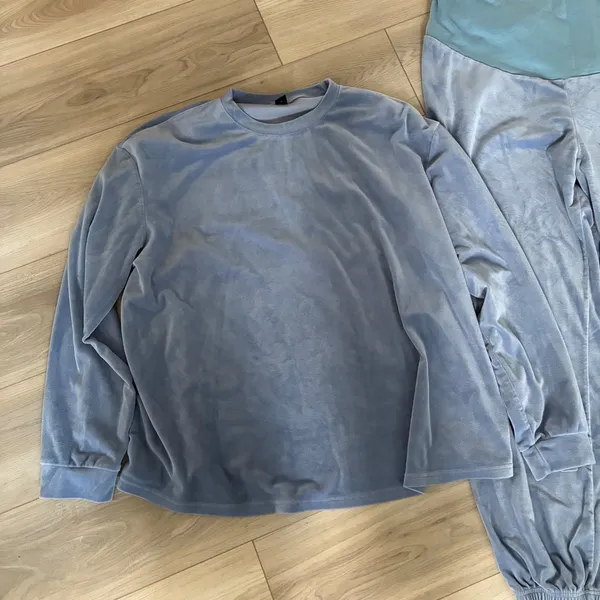 SHEIN Maternity Velour Lounge Set Long Sleeve Top Jogger Pants Blue XXL‎ - Image 2