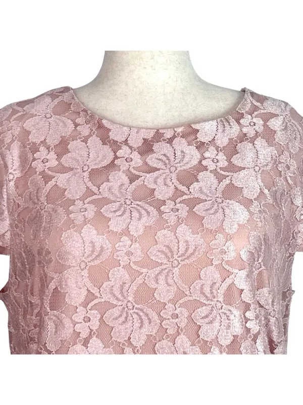 Scarlett Nite Lace Overlay MOB Cocktail Dress Pink 20W Floral Wedding Tea Shower - Image 3