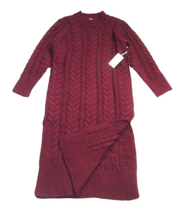 NWT Tuckernuck Hyacinth House Maddox in Maroon Cable Knit Midi Sweater Dress M - Image 7