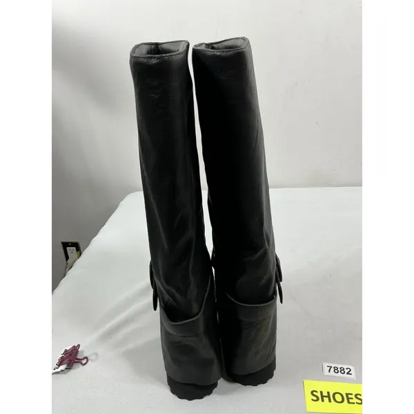 Womans New Teaieui Knee High Pull On Slouchy Fold over Riding Boots 8 Black - Image 4