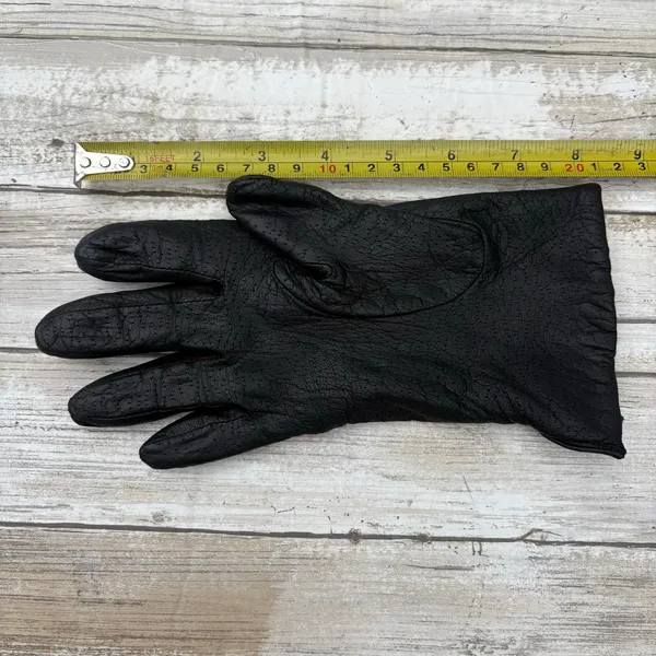 VTG Fownes Leather Gloves Sz 6.5 Black Acrylic Lined Winter Driving Preppy‎ - Image 6
