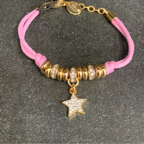 Juicy Couture B-Corded Friendship Bracelet Silver Pave Crystal Star Charm Bundle - Image 5