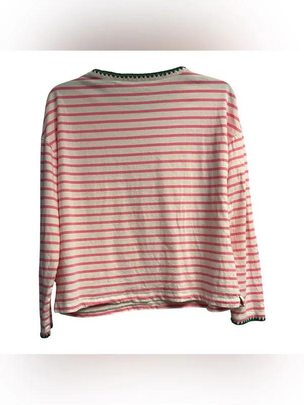 Boden 100% Cotton Striped Blanket Pocket Tee Shirt Size Medium - Image 5