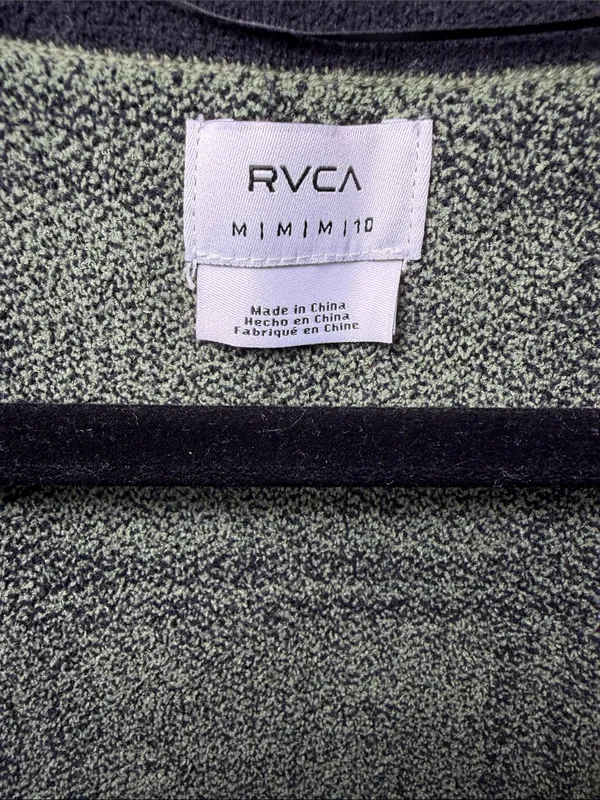 RVCA Green Black Plaid Knit Crop Top Bow Scoop Neck Short Sleeve EUC Size M - Image 5