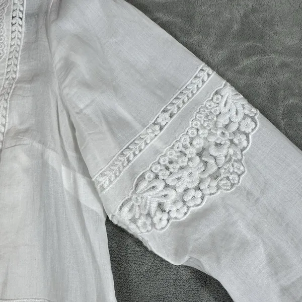 Soft Surroundings Embroidered Top & Tank Large Crochet White Summer Romantic‎ - Image 6