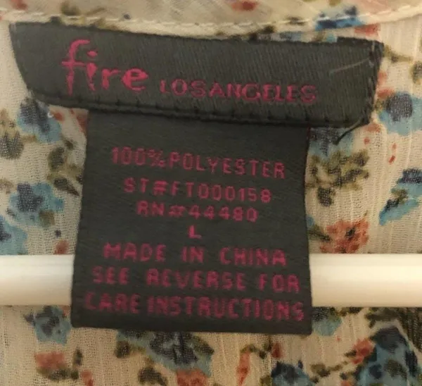 Fire Los Angles Womens Boho Style Top Sz L - Image 10