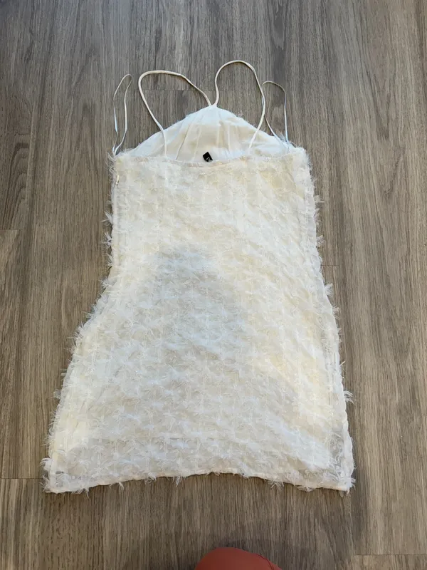 White Feather Sparkle Mini Dress Size XS - Image 2