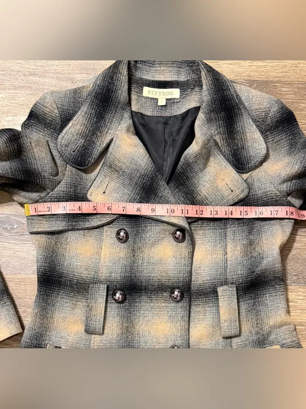 Stetson Women’s Western Plaid Double Breasted Wool Blend Jacket S - Image 8