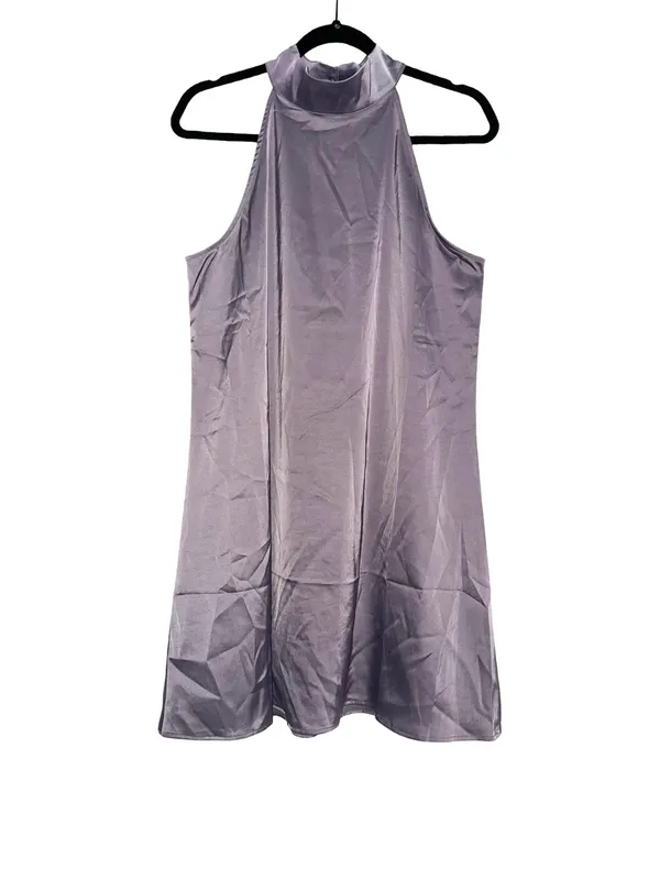 NWT Banana Republic Satin Halter Sleeveless Purple Shift Mini Dress MEDIUM - Image 2