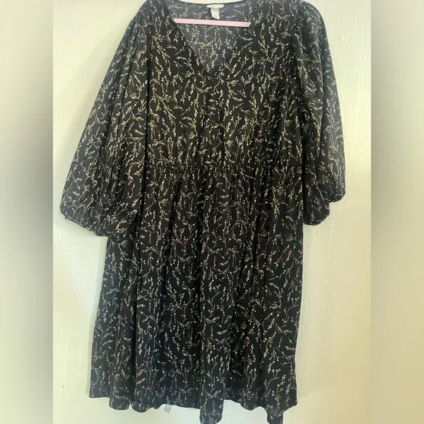 Ava & Viv Black Floral Long Sleeve Dress - Image 6
