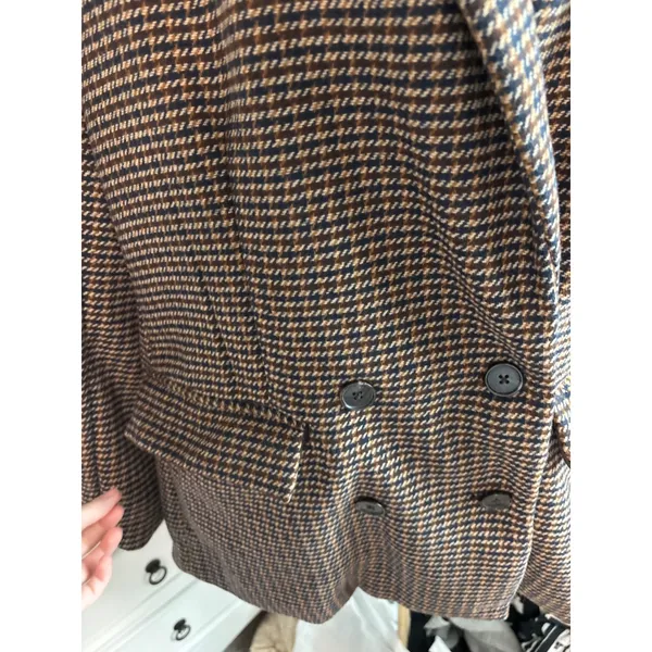 Old Navy Plaid dark academia Blazer Jacket xxl Brown Houndstooth Double Breasted Oversize - Image 4