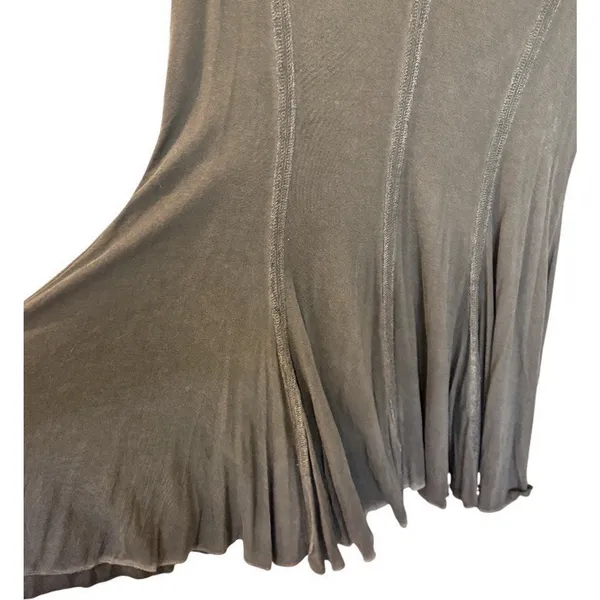 POL NWOT Boho Mineral Gray V-Neck Short Sleeve Stretch Exposed Stitch Mini Dress - Image 3