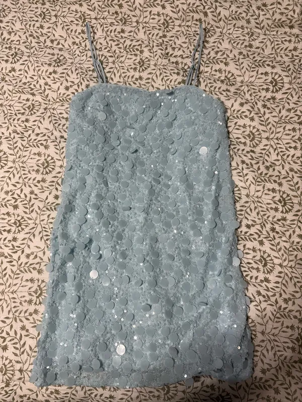 A New Day Light Blue Sequin Mini Shift Dress  - Image 4