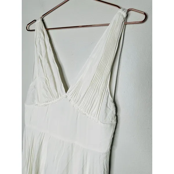 TOME White Accordion Pleated Sleeveless Flowy Bridal Maxi Dress Size 6 - Image 6