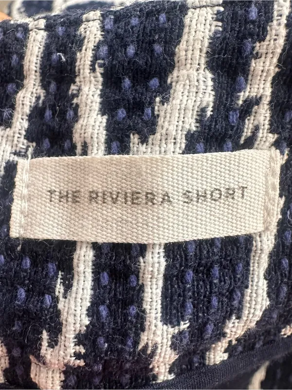 LOFT Navy and White Textured Pattern High Waist Shorts Women’s Size 4 - Image 6