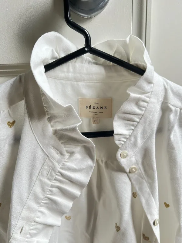 Sézane Chlo Shirt - Gold Heart Embroidery - Image 2
