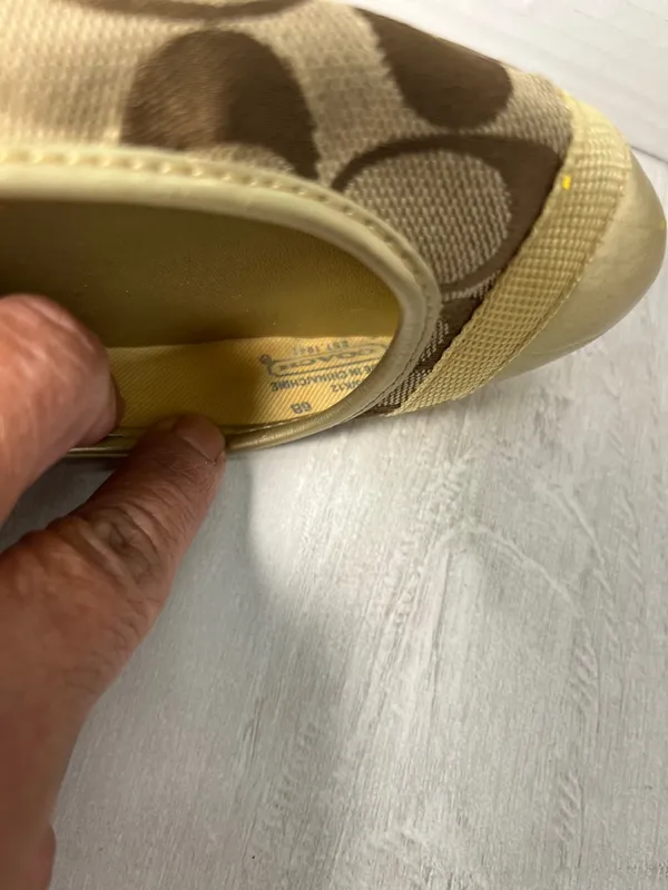 Coach Women's Brown Signature Canvas Ballet Flats with Gold Cap Toe - Image 8