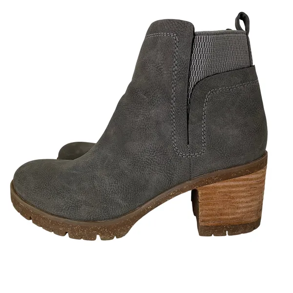 Korks 7M Gray Heeled Ankle Boots Comfy Elastic Panel Block Heel Booties‎ Size 7 - Image 4