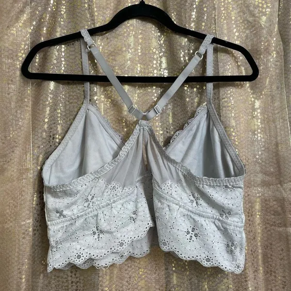 Aerie Light Gray Lace Racerback Bralette, XXL - Image 2
