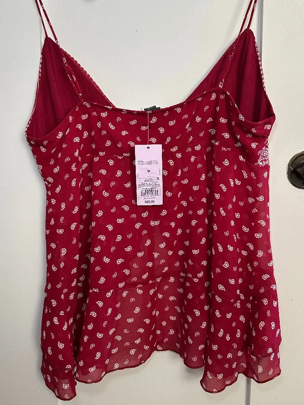 Wild Fable Red Paisley Bandana Rhinestone Cami Tank Top Medium NWT - Image 4
