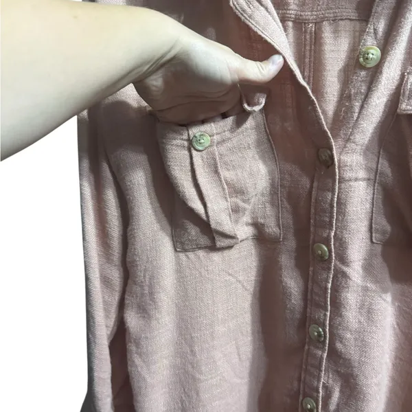 American Eagle Pink Terracotta Button Down Long Sleeve‎ Shirt Women’s Sz M Y2K - Image 8