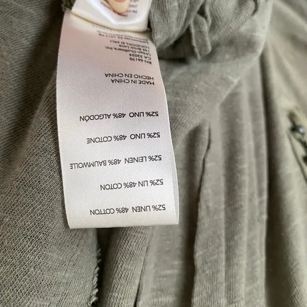 We The Free M‎ Green Henley Linen Slub Raw Hem Boho Slouchy Lagenlook NWT - Image 4