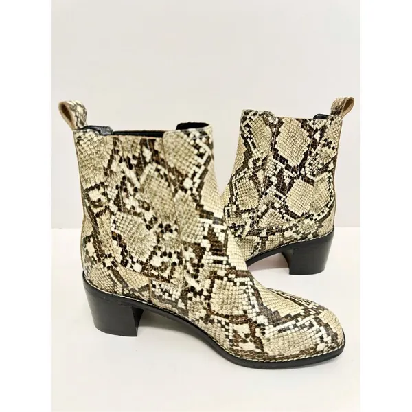 Nordstrom‎ Rack Ankle Booties Size 7 Leather Snake Print Block Heel NEW - Image 6