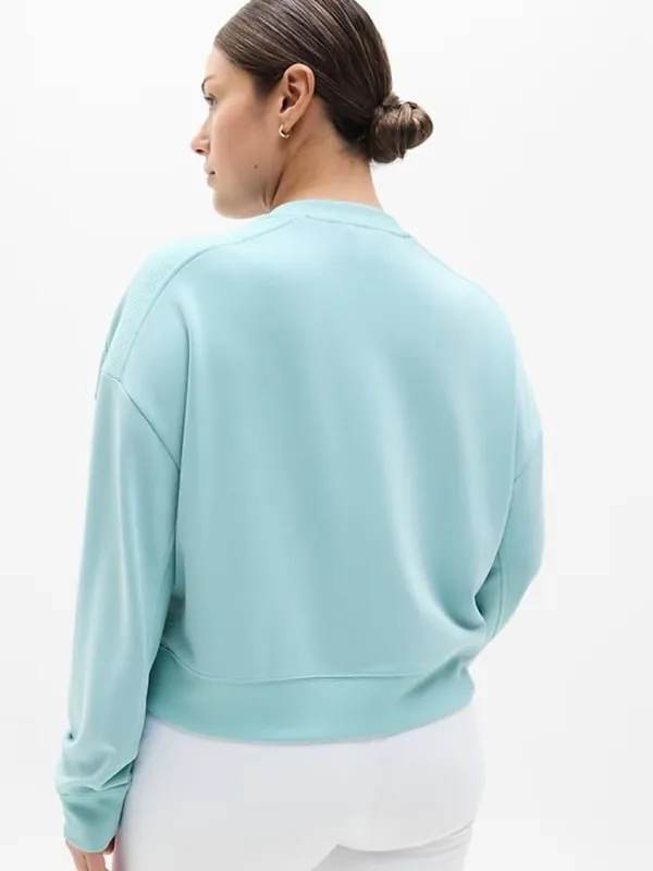 New Athleta XL Seasoft Rib Crewneck Sweatshirt Waterloo Blue X-Large Regular - Image 5