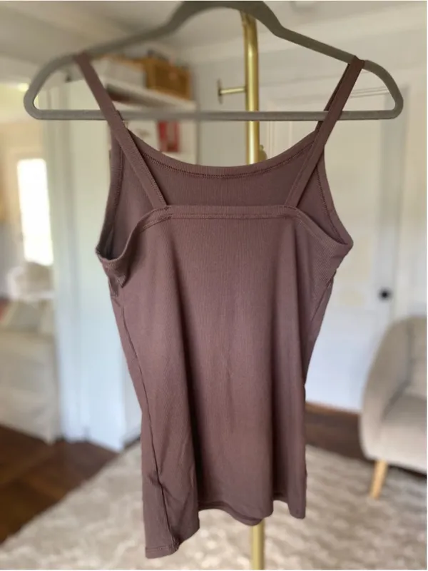 No Boundaries Ribbed Brown Tank Top Minimalist Quiet Luxury Layering Essential M - Image 3