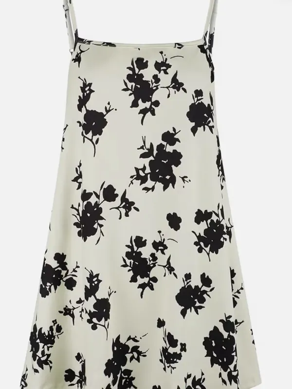 Women’s White Black Floral Slip Mini Dress Spaghetti Straps Square Neck 2XL - Image 4