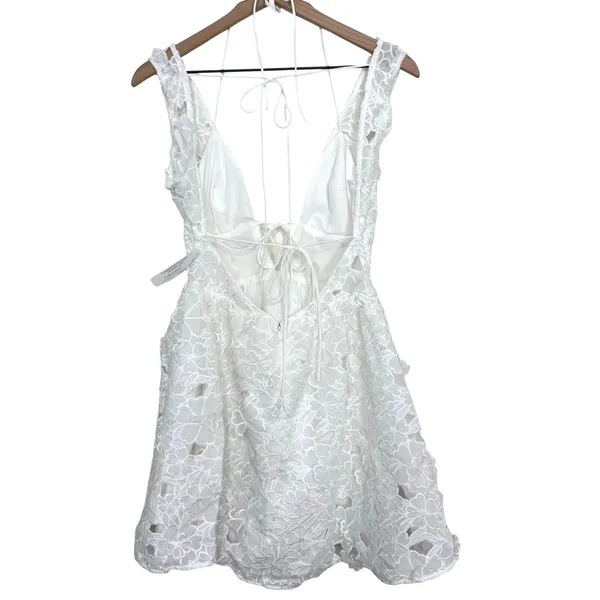 For Love & Lemons White Floral Lace Mini Dress Strappy Size Small New - Image 3