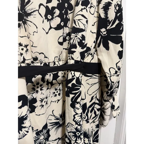 Abercrombie & Fitch Womens Black Cream Floral Wrap Mini Dress Long‎ Sleeve - Image 8