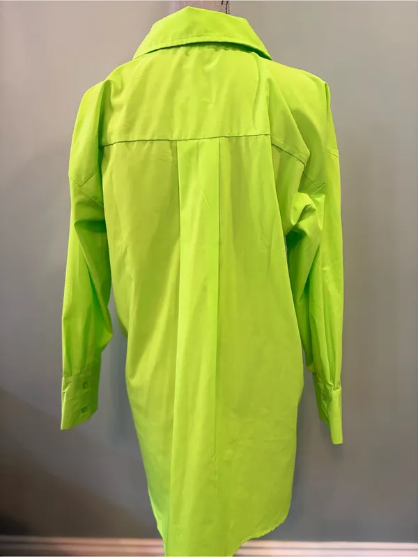 Neon Lime Long Sleeve Oversized Button - Image 3