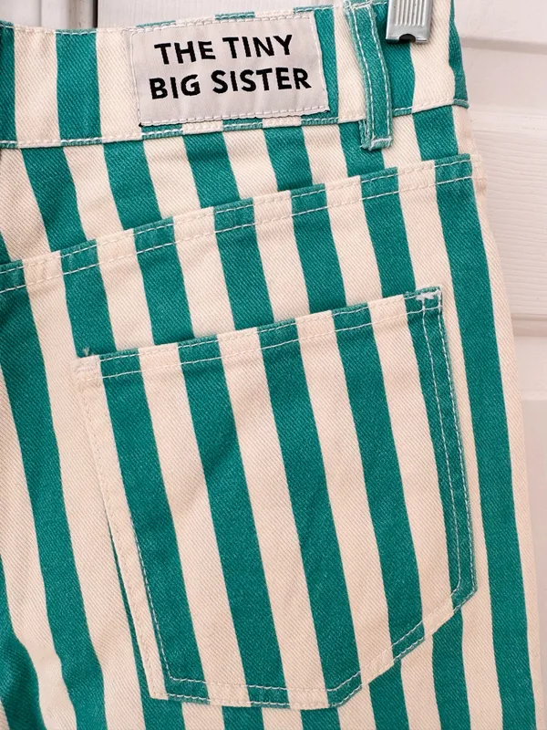 Free People The Tiny Big Sister Striped Berta Long Jeans, Size XS/EU 34 - Image 11