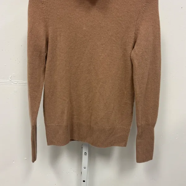 Aqua Cashmere Camel Tan 100% Cashmere Turtleneck Sweater XS Knit Monochrome - Image 4