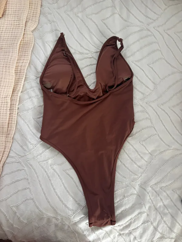 Brown Deep V One Piece - Image 5