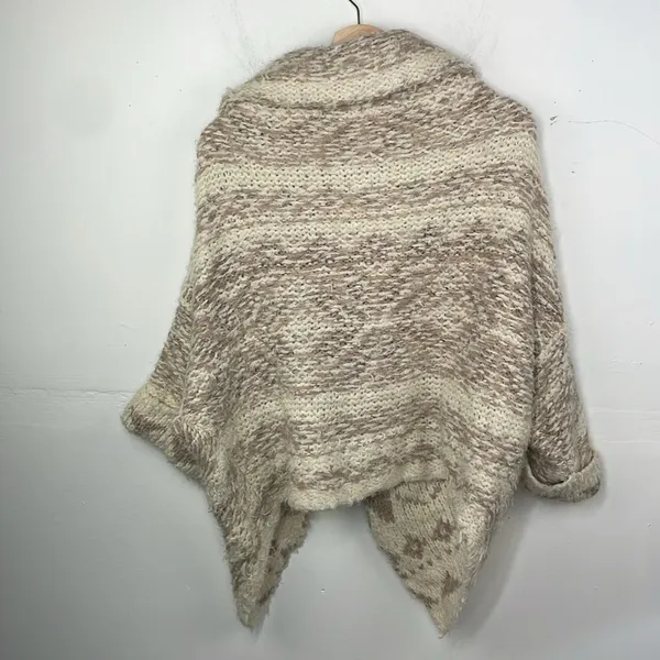 Sleeping On Snow Sweater Womens Beige Cardigan Open Asymmetrical Flowy XS - Image 6