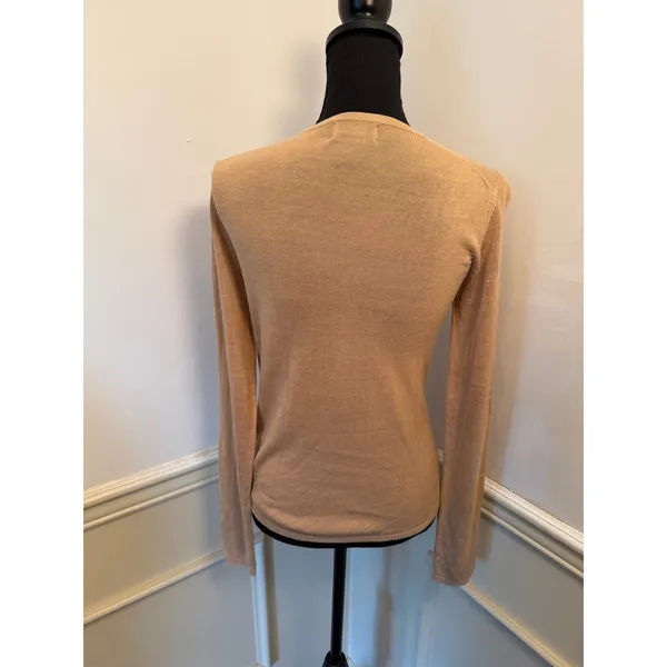Vintage City Silk Knitwear Long Sleeve Crew Neck Top Camel Tan Luxury Minimalist - Image 5