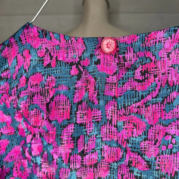 Unbranded vintage 80's purple/green floral cap sleeve top Size Medium - Image 4
