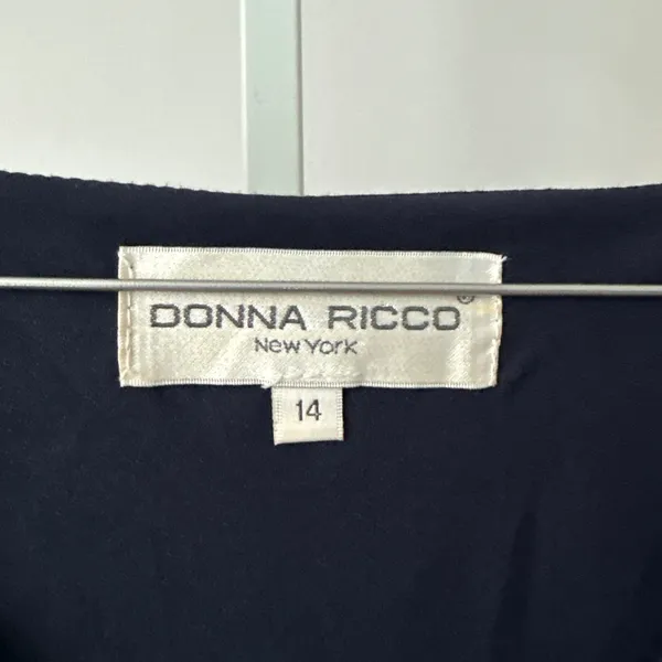 Donna Ricco 14 Navy Blue Maxi Dress Womens‎ Excellent V-Neck Long Sleeve Gown - Image 4