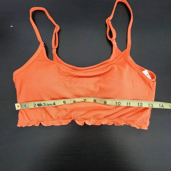 Aerie Orange Cropped Bikini Top NWT Size Medium Orange Textured Swim Top - Image 10